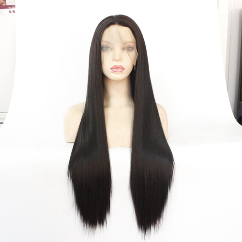 Blonde Black Synthetic Glueless Front Lace Wig