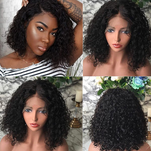 Jerry Curly Lace Front Human Hair Wigs With Baby Hair Brazilian Remy Hair Short Curly Bob Wigs For Women Pre-Plucked Wig