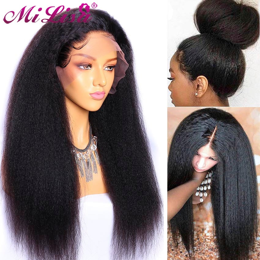 Frontal Brazilian Yaki Human Hair Wigs