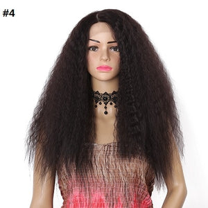 Long Kinky Straight Wig Synthetic Lace