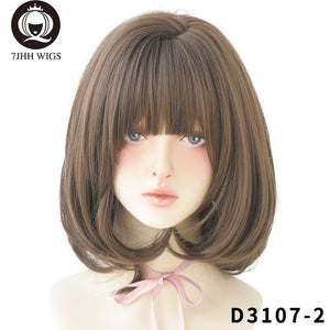 Brown Ash Short Straight Synthetic Wigs